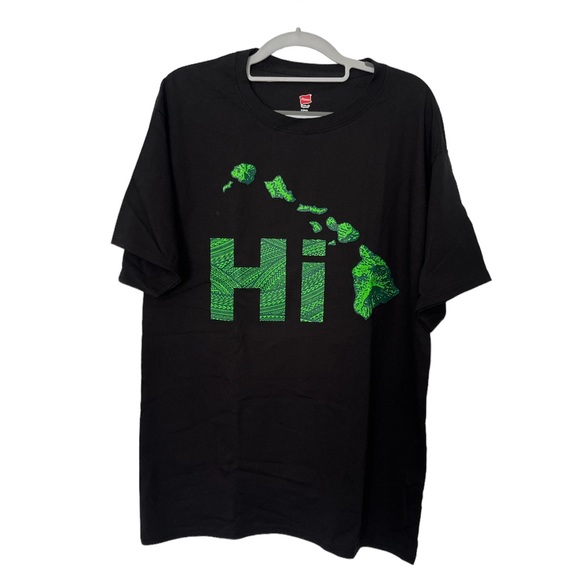 Hanes Black T-Shirt with Green Graphic - Picture 1 of 3